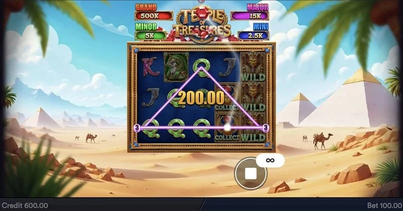 Temple of Treasures - makaralar ve Mısır temalı ana ekran